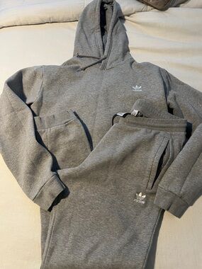 adidas Grey Trefoil Hoodie and Joggers Set
